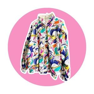 Vintage 80s 90s crazy vibrant abstract patterned windbreaker jacket